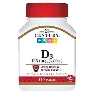 Вітамін Д3, Vitamin D3, 21st Century, 5000 МО, 110 таблеток - фото
