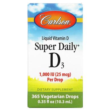 Витамин Д3, Vitamin D3, Carlson Labs, 1000 МЕ, 10,3 мл - фото