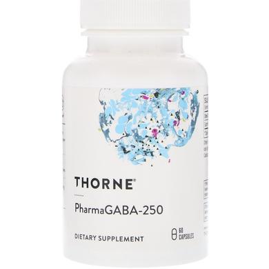 Гамма-аміномасляна кислота, PharmaGABA-250, Thorne Research, 250 мг, 60 капсул - фото