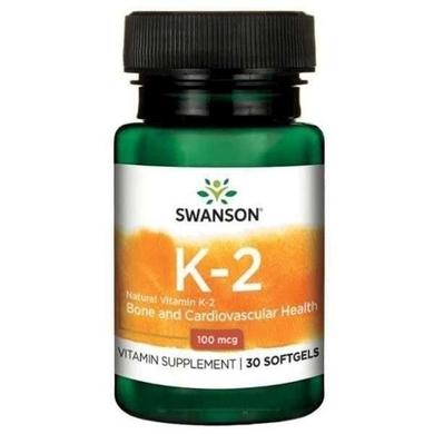 Вітамін К2, Ultra Natural Vitamin K2, Swanson, 100 мкг, 30 гелевих капсул - фото