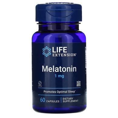 Мелатонін, Melatonin, Life Extension, 1 мг, 60 капсул - фото
