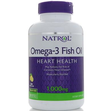 Рыбий жир (Omega-3 Fish oil), Natrol, вкус лимона, 1000 мг, 150 капсул - фото