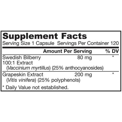 Черника для зрения с виноградом, Bilberry, Jarrow Formulas, 280 мг, 120 капсул - фото