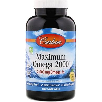 Максимальная Омега, Maximum Omega, Carlson Labs, 2000 мг, 180 кап - фото