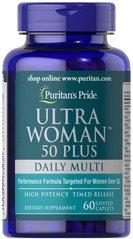 Мультивитамины для женщин ультра 50+, Ultra Woman Multi-Vitamin, Puritan's Pride, 60 капсул - фото