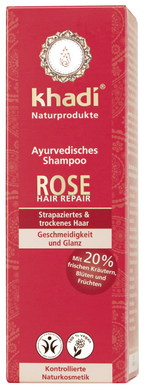 Аюрведический шампунь "Роза", для восстановления поврежденных и сухих волос, Khadi, 210 мл - фото