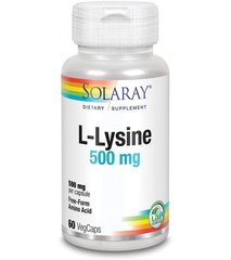 Лизин, L-Lysine, Solaray, 500 мг, 60 вегетарианских капсул - фото