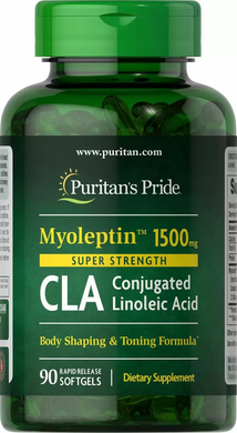 Конъюгированная линолевая кислота, MyoLeptin™ CLA, Puritan's Pride, высокоэффективная, 1500 мг, 90 гелевых капсул - фото