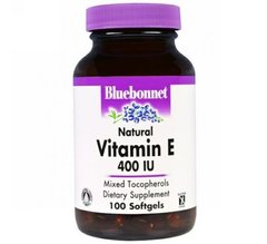 Вітамін E 400 МО, Vitamin E, Bluebonnet Nutrition, 100 желатинових капсул - фото