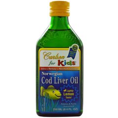 Рыбий жир норвежский из печени трески для детей, Cod Liver Oil, Carlson Labs, лимон, 250 мл - фото