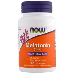 Мелатонин, Melatonin, Now Foods, 3 мг, 180 леденцов - фото