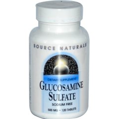 Глюкозамін сульфат, Glucosamine Sulfate, Source Naturals, 500 мг, 120 таблеток - фото