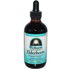 Экстракт черной бузины, Elderberry, Source Naturals, Wellness, жидкий, 118.28 мл - фото