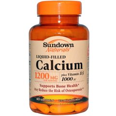 Кальций и витамин D3, Calcium Plus Vitamin D3, Sundown Naturals, 1200 мг, 60 гелевых капсул - фото