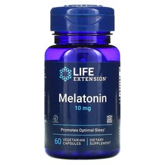 Мелатонін, Melatonin, Life Extension, 10 мг, 60 вегетаріанських капсул - фото