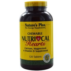 Кальций, магний и витамин D, Nutri-Cal Hearts, Nature's Plus, 120 жевательных таблеток - фото