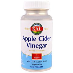 Яблочный уксус, Apple Cider Vinegar, Kal, 120 таблеток - фото