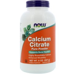 Цитрат кальция (Calcium Citrate), Now Foods, порошок, (227 г) - фото