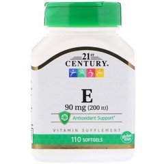 Витамин Е- 200, Vitamin E, 21st Century, 110 капсул - фото