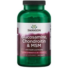 Глюкозамін, хондроїтин та ЧСЧ, Glucosamine, Chondroitin and MSM, Swanson, 500/400/200 мг, 240 таблеток - фото