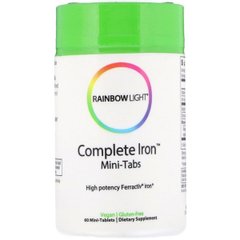 Железо, Complete Iron, Rainbow Light, 60 мини таблеток - фото