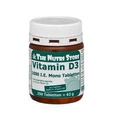 Витамин Д3, The Nutri Store, 1000 МЕ, 250 таблеток - фото