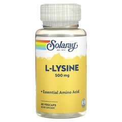 Лизин, L-Lysine, Solaray, 500 мг, 60 вегетарианских капсул - фото
