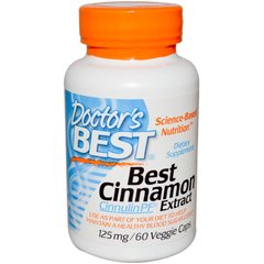 Экстракт корицы, Cinnamon, Doctor's Best, 125 мг, 60 капсул - фото