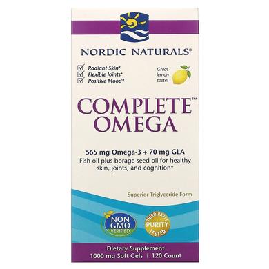 Омега 3 6 9 (лимон), Complete Omega, Nordic Naturals, 1000 мг, 120 капсул - фото