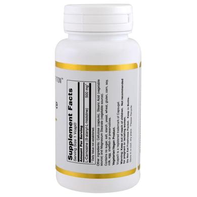 L-карнозин, California Gold Nutrition, 500 мг, 60 капсул - фото