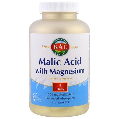 Яблучна кислота, Malic Acid, Kal, з магнієм, 120 таблеток - фото