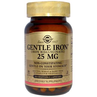 Залізо, Gentle Iron, Solgar, 25 мг, 90 капсул - фото