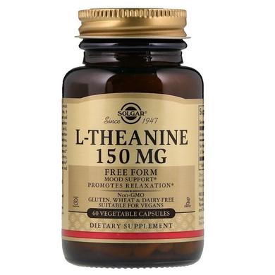 Теанін, L-Theanine, Solgar, вільна форма, 150 мг, 60 капсул - фото