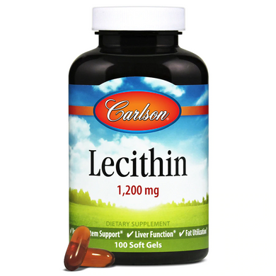 Лецитин, Lecithin, Carlson Labs, 1200 мг, 100 капсул - фото