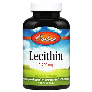 Лецитин, Lecithin, Carlson Labs, 1200 мг, 100 капсул - фото