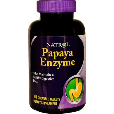 Папаїн, Papaya Enzyme, Natrol, 100 таблеток - фото