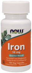 Железо, Iron, Now Foods, 18 мг, 120 капсул - фото