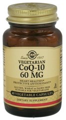 Коэнзим Q10 вегетарианский, CoQ-10, Solgar, 60 мг, 60 капсул - фото
