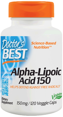 Альфа-ліпоєва кислота, Alpha Lipoic Acid, Doctor's Best, 150 мг, 120 капсул - фото