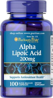 Альфа-липоевая кислота, Alpha Lipoic Acid, Puritan's Pride, 200 мг, 100 капсул - фото