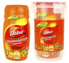 Диетическая добавка Чаванпраш, Chywanprash, Dabur, вкус апельсин, 500 г + контейнер - фото