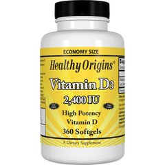 Вітамін Д3, Healthy Origins, 2400 МО, 360 капсул - фото