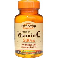 Вітамін С, Vitamin C, Sundown Naturals, 100 таблеток - фото