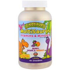 Мультивитамины для детей, MultiSaurus, Kal, виноград и апельсин, 180 жевательных конфет - фото
