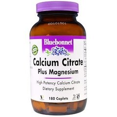 Цитрат кальция + магний, Calcium Citrate, Bluebonnet Nutrition, 180 капсул - фото