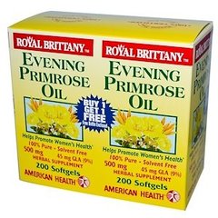 Масло вечірньої примули (Evening Primrose Oil), American Health, 500 мг, 2 пляшки по 200 капсул - фото