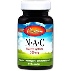 Ацетилцистеин АЦЦ, N·A·C, Carlson Labs, 500 мг, 60 капcул - фото
