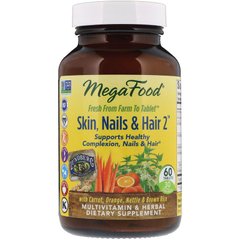 Витамины для волос, кожи и ногтей, Skin, Nails & Hair 2, MegaFood, 60 таблеток - фото