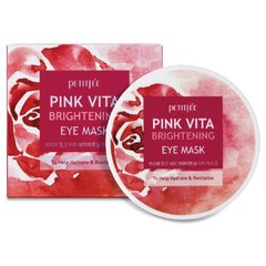 Освітлюючі патчі для очей на основі есенції рожевої води, Pink Vita Brightening Eye Mask, Petitfee, 60 шт - фото