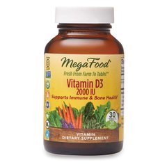 Витамин D3, Vitamin D3, MegaFood, 2000 МЕ, 30 таблеток - фото